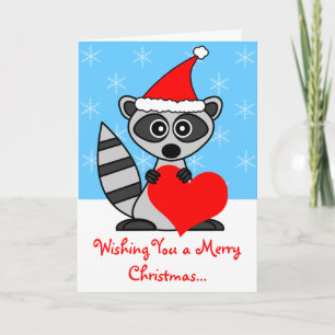 Carte de voeux Joyeux Noël Cute Raccoon