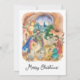 Carte de vœux joyeux Noël, petit Jésus-Christ