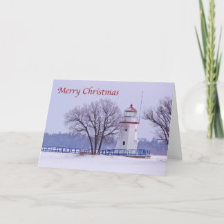 Carte de voeux Joyeux Noël Phare Cheboygan