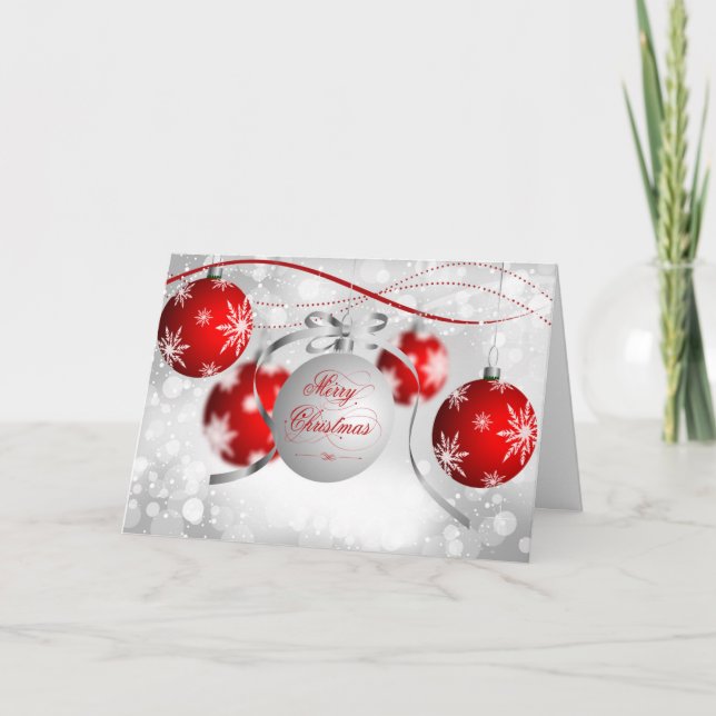 Carte de voeux Joyeux Noël - Rouge & Blanc (Devant)