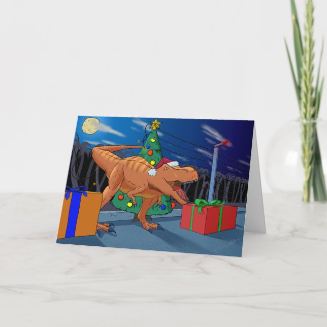 Carte de voeux Joyeux T-Rexmas (Devant)