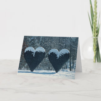 Carte de voeux jumelle de coeurs