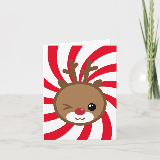 Carte de voeux Kawaii Reindeer (Devant)