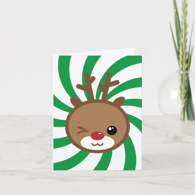 Carte de voeux Kawaii Reindeer (Devant)
