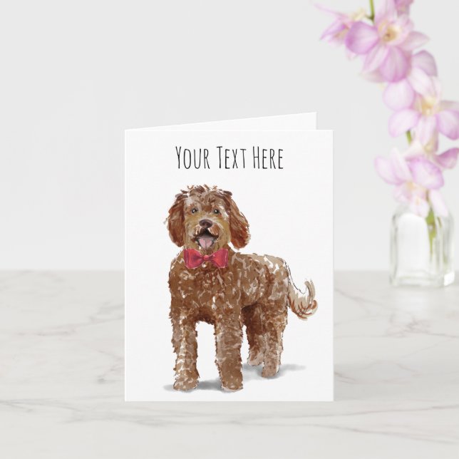 Carte de voeux Labradoodle personnalisée (Orchidée)