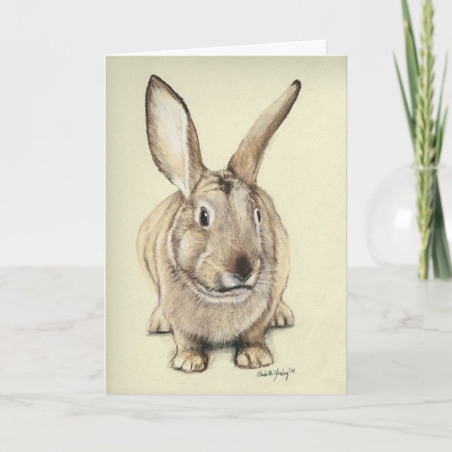 Carte de voeux "Lapin Brown" Rabbit Animal Art (Devant)