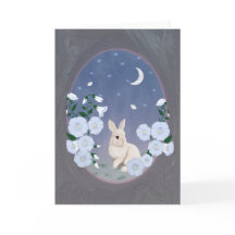 Carte de vœux Lapin du jardin au clair de lune 5x7