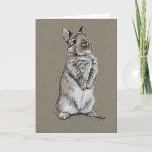 Carte de voeux lapin lapin assis art (Devant)