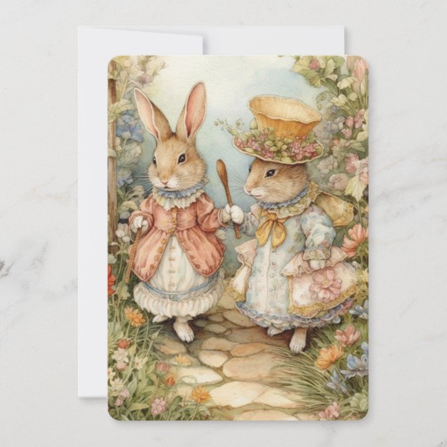 Carte de voeux lapin vintage (Devant)