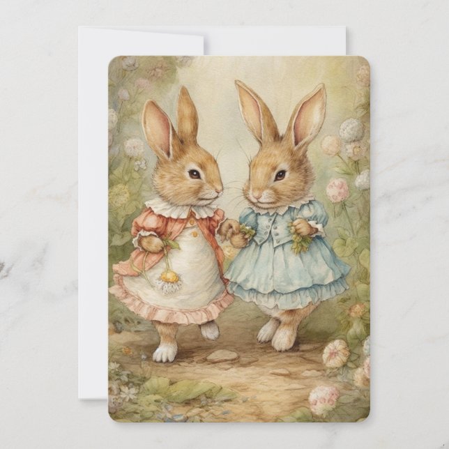 Carte de voeux lapin vintage (Devant)