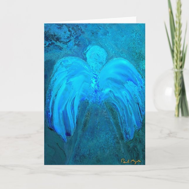 Carte de voeux légère bleue d'ange (Devant)