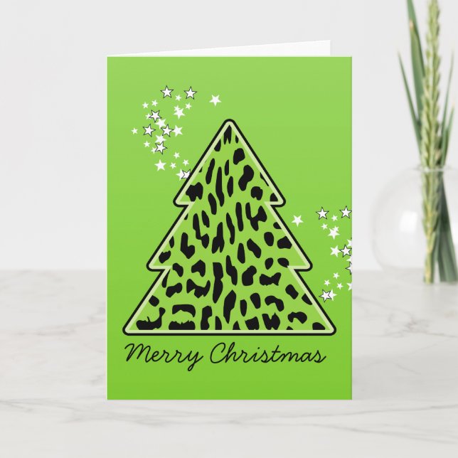 Carte de voeux Leopard cheetah Christmas Tree (Devant)