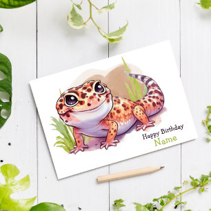 Carte de voeux Leopard Gecko personnalisée