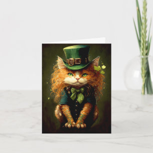 Carte de voeux Leprechaun Irish Cat