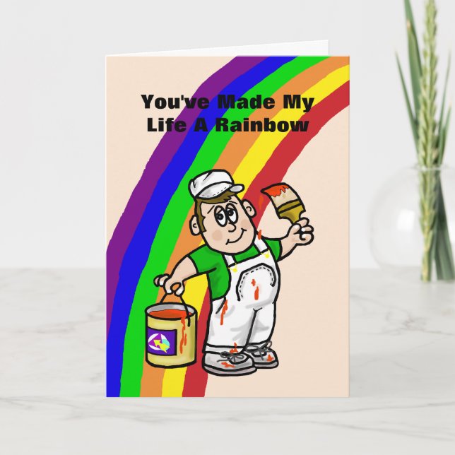 Carte de voeux LGBT Big Romantic Rainbow Painter (Devant)