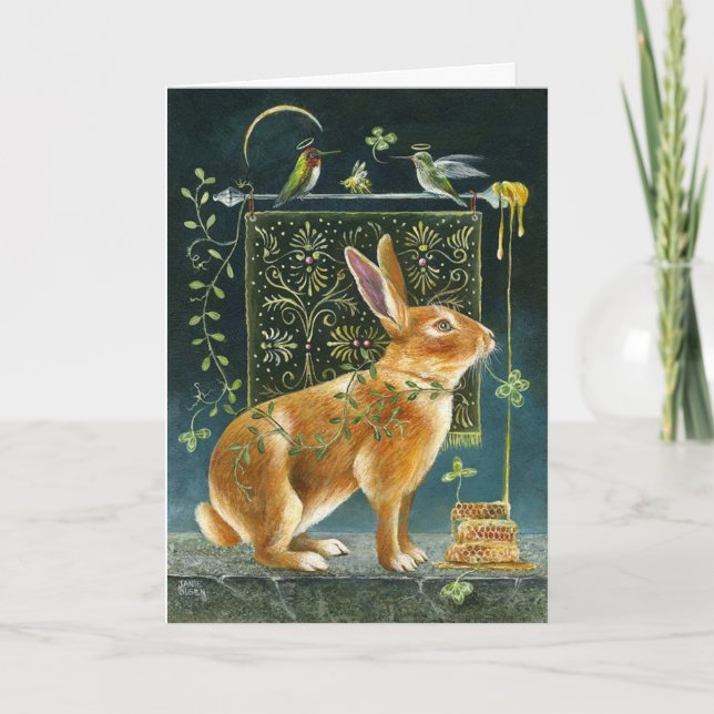 Carte de voeux - Lièvre et colibri (Devant)