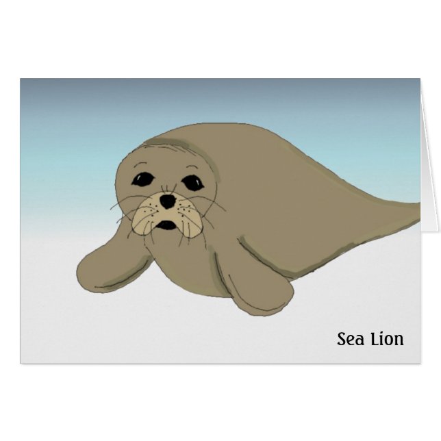 Carte de vœux lion de mer de dessin animé  (Devant Horizontal)