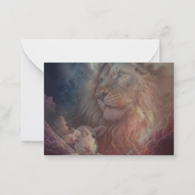 Carte de voeux Lion et Agneau (Devant)