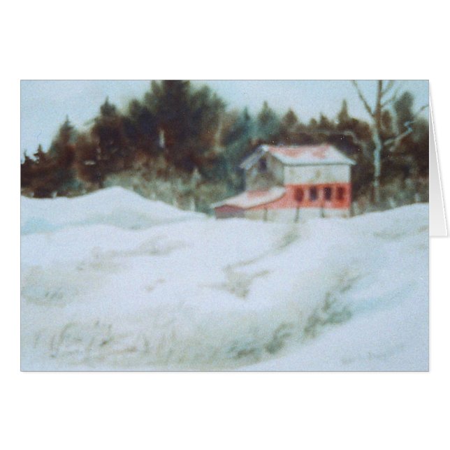 Carte de voeux "Little Red Barn" Country Roads (Devant horizontal)