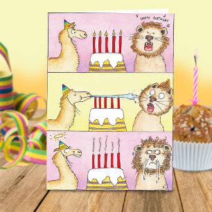 carte de vœux LLAMA ET LION par Nicole Janes