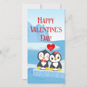 Carte de voeux longue de Valentine Penguin Pair