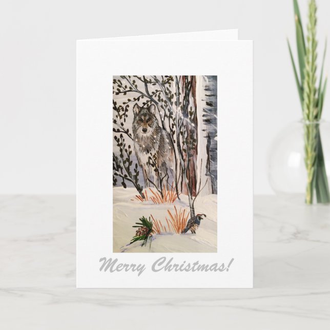 Carte de vœux Loup d'hiver (Devant)
