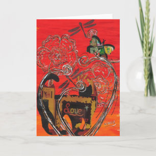 Carte de voeux Love Cat and Butterfly