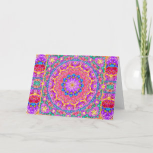 Carte de voeux lumineuse de mandala d'aquarelle de