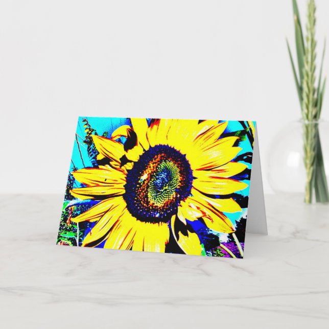 Carte de voeux lumineuse de tournesol (Devant)