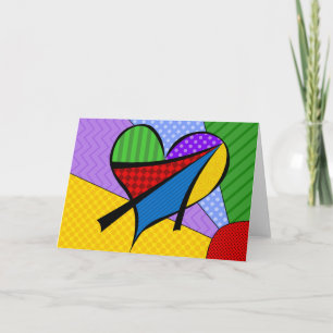Carte de voeux lunatique de coeur de cubisme avec