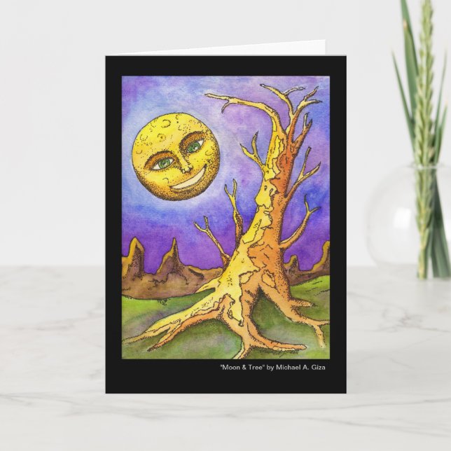 Carte de voeux Lune & Arbre (Devant)
