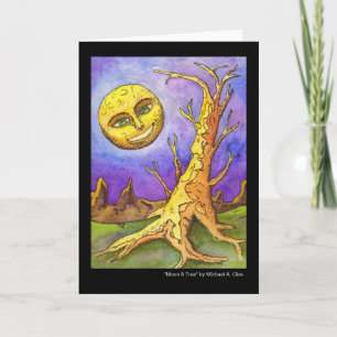 Carte de voeux Lune & Arbre