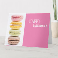 Carte de vœux Macarons couleurs pastel cadre rose