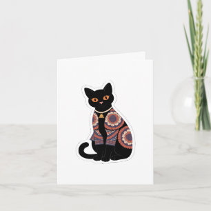 Carte de vœux Mandala Black Cat Bell Collar