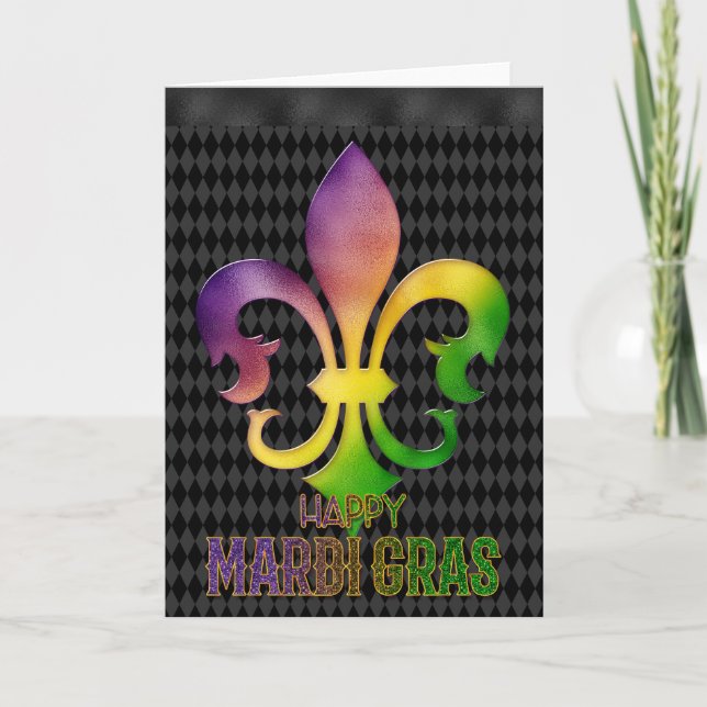 Carte de voeux Mardi Gras, Mardi Gras Fleur de Lis (Devant)