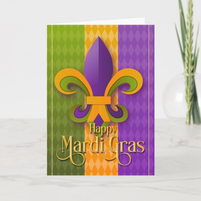 Carte de voeux Mardi Gras, Mardi Gras Fleur de Lis (Devant)