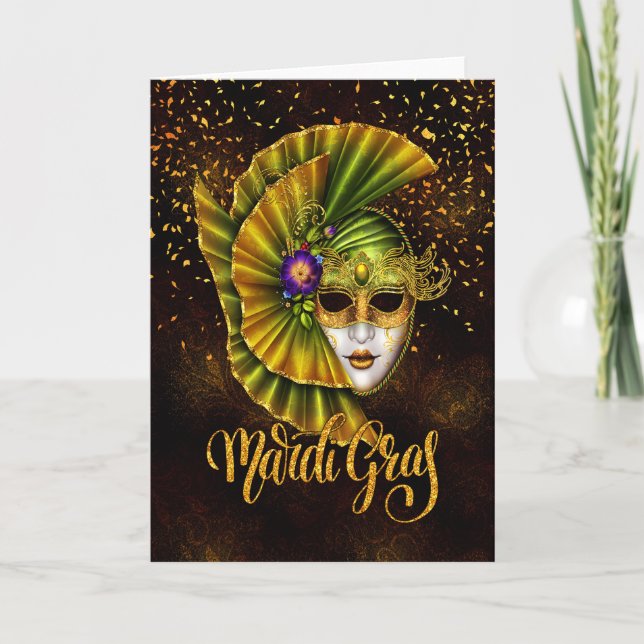 Carte de voeux Mardi Gras, Masque Mardi Gras (Devant)