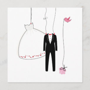 Carte de voeux mariage avec symboles mariages