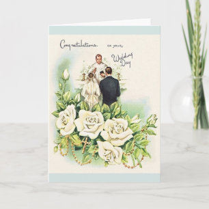 Carte de voeux Mariage catholique vintage