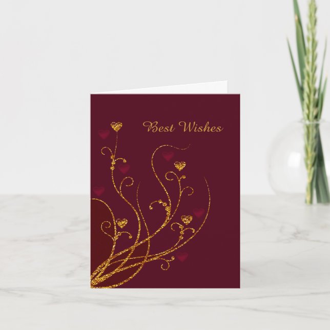 Carte de voeux Mariage Red and Gold Hearts (Devant)