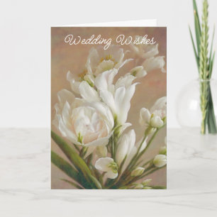 Carte de voeux Mariage Rose blanche et Fleurs Lily