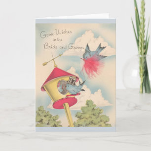Carte de voeux Mariage vintage Blue Birds