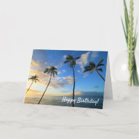 Carte de vœux Maui Coucher de soleil avec palmiers