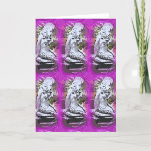 carte de voeux mauve de sirènes assise