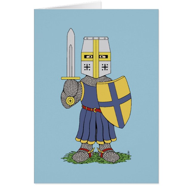 Carte de voeux médiévale mignonne de chevalier (Devant)