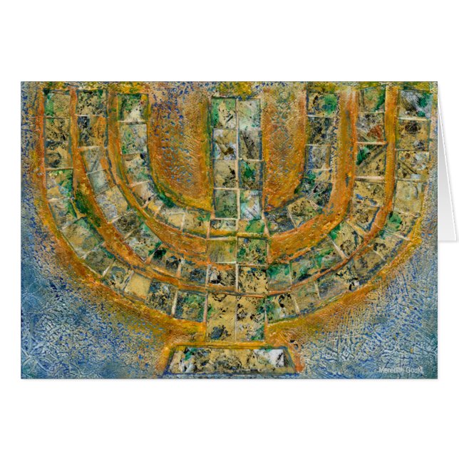 Carte de voeux Ménorah Lumineuse (Vierge À L'Intér (Devant horizontal)