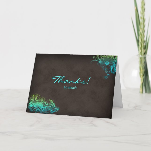Carte de voeux Merci bleu turquoise (Devant)