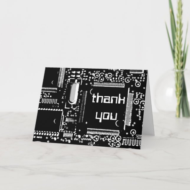 Carte de voeux "Merci" Circuit B&W 2 (Devant)