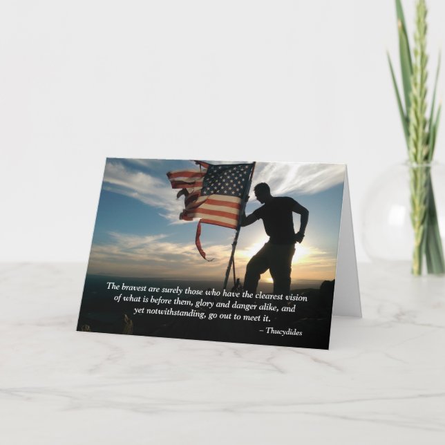 Carte de voeux Merci patriotique bravoure (Devant)