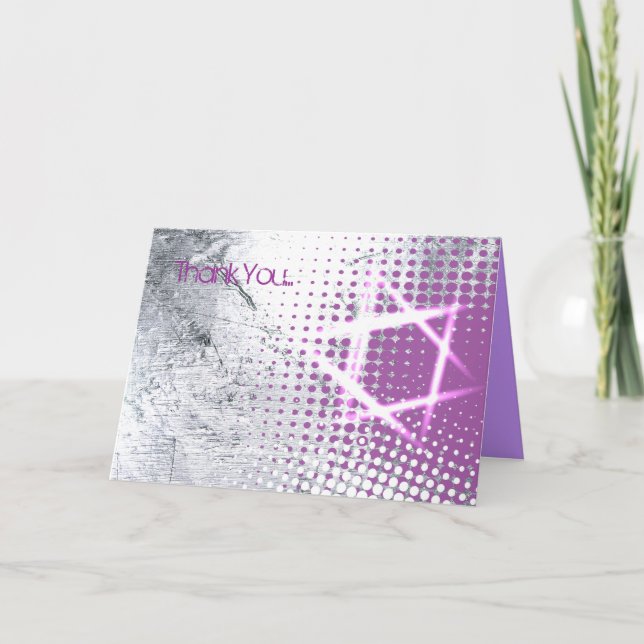 Carte de voeux Merci SILVER TEXTURE STAR (Devant)